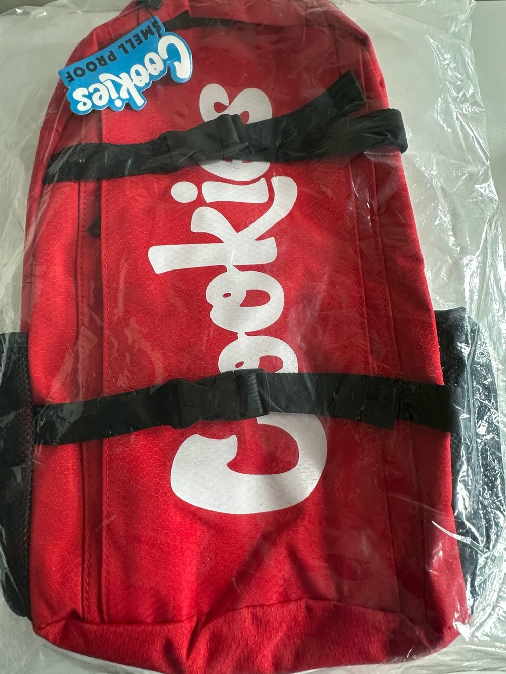 Cookies Red Unisex Smell Proof  Backpack with Bold White Logo